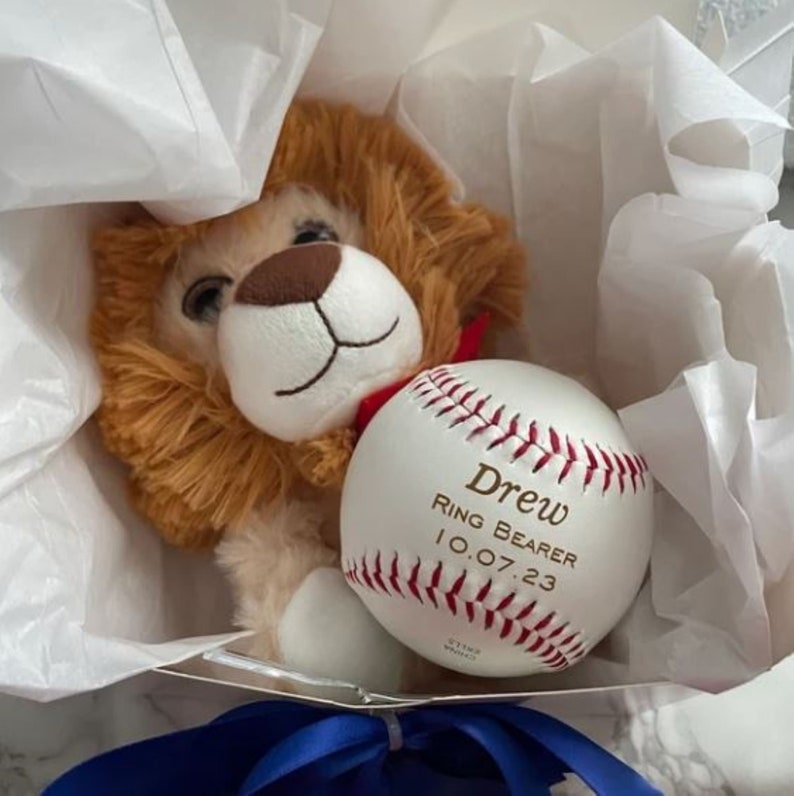 Ring Bearer Gift, Personalized Laser Engraved Baseball, Custom Baseball, Ring Security, RingBearer Gift, Junior Groomsman, Baseball Gift image 6