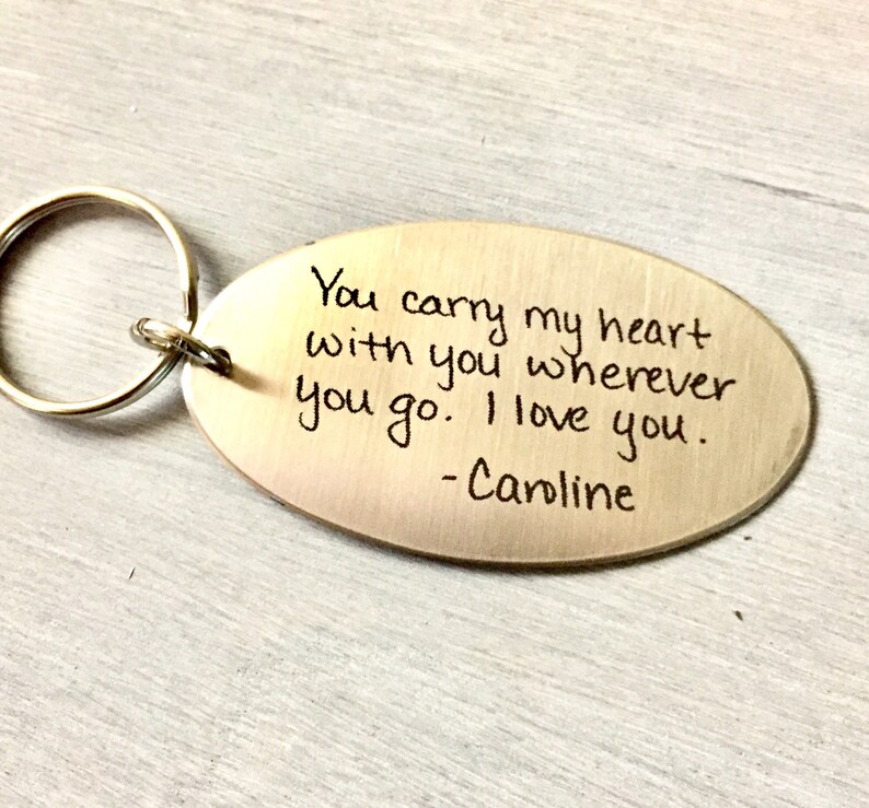 Engraved HANDWRITING Keychain Anniversary Gift for Boyfriend Etsy