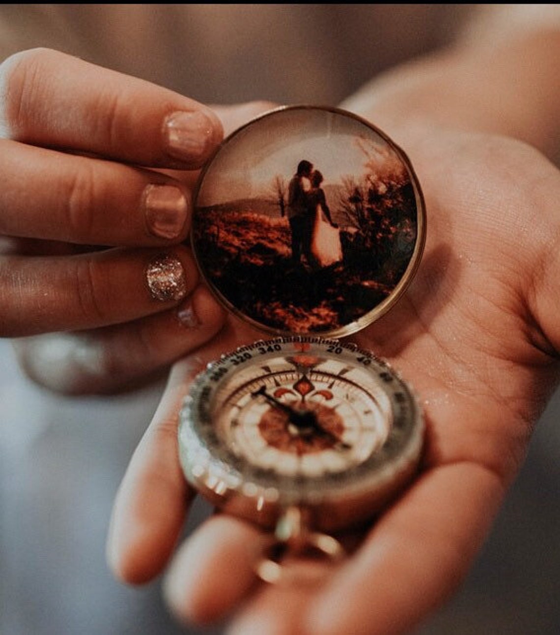 Engraved Photo Compass