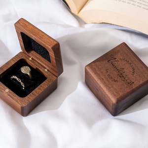 Wedding Ring Box, Engagement Ring Box Custom Ring, Ring Bearer Box, Engraved Ring Box, Engraved Wedding Ring Box, Ring Box Bride Gift image 1