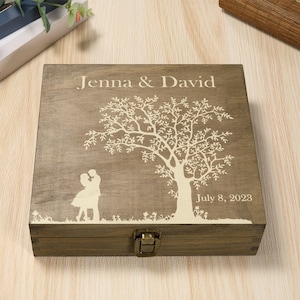 Personalized Wood Memory Keepsake Box, Family Tree Keepsake Box, Personalized Gift Box, Personalized Wedding Memory Box, Photo Box image 2