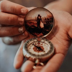 Engraved PHOTO Compass, Personalized Compass, Bride Gift, Groom Gift, Wedding Gift, wedding Photo Gift