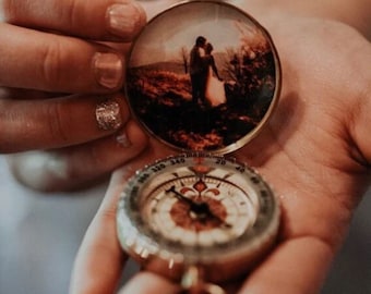 Engraved PHOTO Compass, Personalized Compass, Bride Gift, Groom Gift, Wedding Gift, wedding Photo Gift