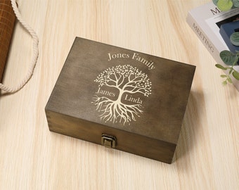 Personalized Wood Memory Keepsake Box, Family Tree Keepsake Box, Personalized Gift Box, Personalized Wedding Memory Box, Photo Box