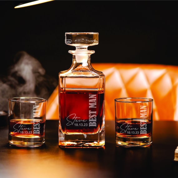 BEST MAN Whiskey Decanter Set With Personalized Whiskey Etsy