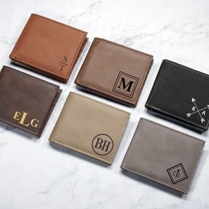 Cartera personalizada para él, cartera grabada, cartera para hombre, cartera personalizada, cartera de cuero, regalo de cumpleaños para adolescente.