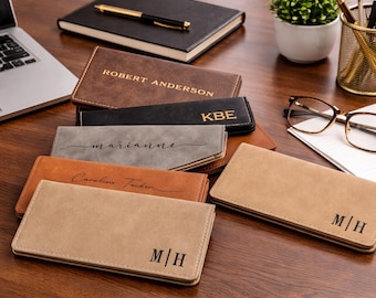 Personalized Checkbook Cover, Engraved Leather Checkbook Wallet, Gift for Dad Husband, Groomsmen Gift, Custom Name Wallet, Business Gift