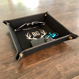 Leather Valet Tray for Men, Personalized Leather Valet Tray, Valet Tray Gift for Groom