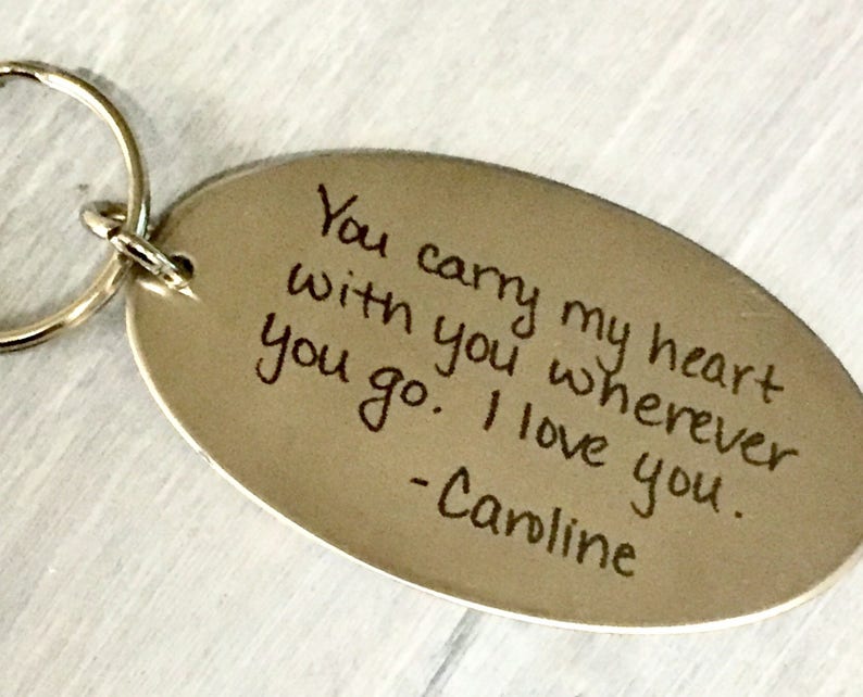 Engraved HANDWRITING Keychain Anniversary Gift for Boyfriend Etsy