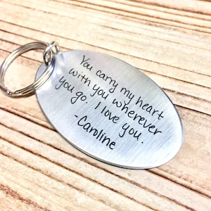 SALE! Engraved HANDWRITING Key chain - Handwritten Key chain, Your Handwriting Custom Key chain, Engraved Key chain, Husband gift, Boyfriend