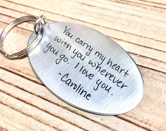 SALE! Engrave Keychain|Handwriting Keychain|Keychain|Keychain for Boyfriend|Custom Keychain|Husband Wedding Gift|Boyfriend Keychain|