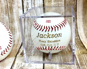 Ring Bearer Gift, Personalized Laser Engraved Baseball, Custom Baseball, Ring Security, RingBearer Gift, Junior Groomsman, Baseball Gift