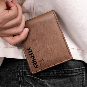 Regalo de billetera personalizado, para papá, hijo, esposo, regalo de padrino de boda, regalo de oficiante, regalo de propuesta de padrino, regalo de propuesta de acomodador