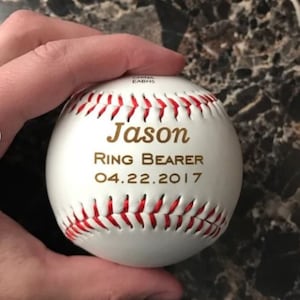 Ring Bearer Gift, Personalized Laser Engraved Baseball, Custom Baseball, Ring Security, RingBearer Gift, Junior Groomsman, Baseball Gift image 8