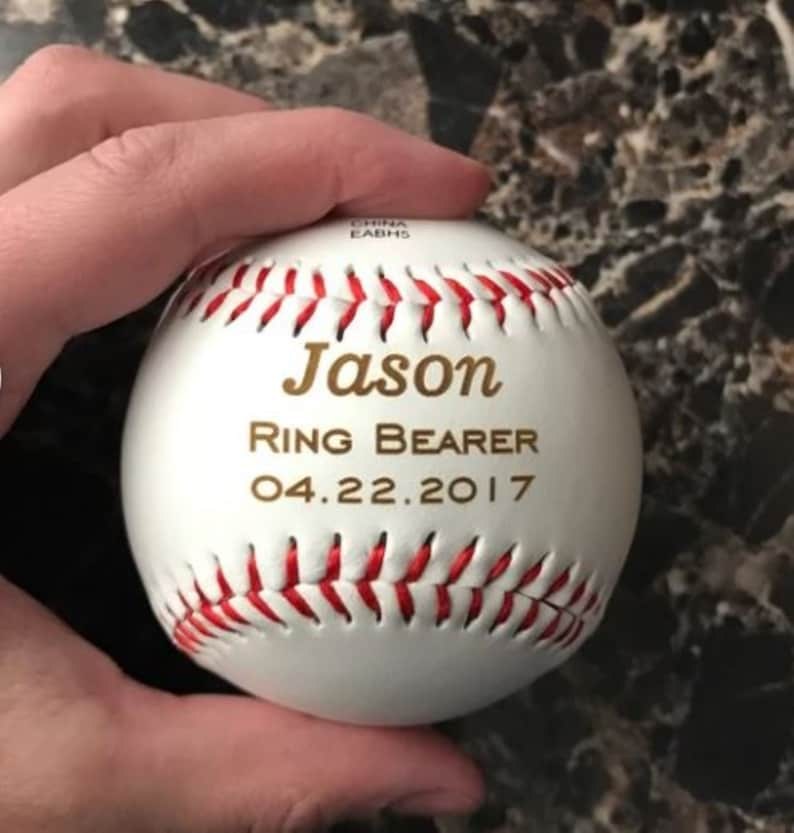 Ring Bearer Gift, Personalized Laser Engraved Baseball, Custom Baseball, Ring Security, RingBearer Gift, Junior Groomsman, Baseball Gift image 8