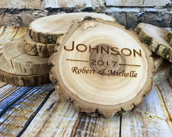 HUGE SALE! Custom Coaster Set, Wood Engraved Coaster Set, Rustic Wood Coaster, Personalized Coaster Set, Log Coasters