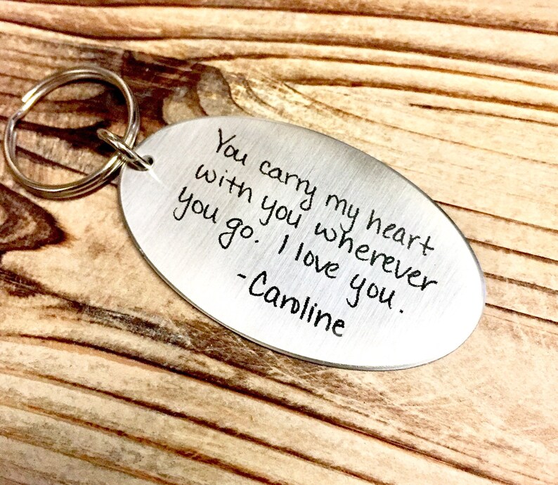 Engraved HANDWRITING Keychain Anniversary Gift for Boyfriend Etsy