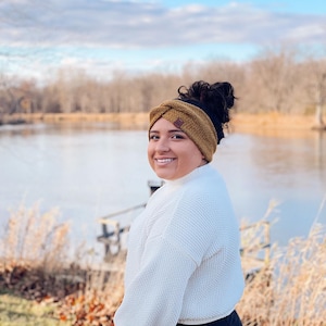 Handmade adult twisted ear warmer | soft, cozy, warm, double layer, premium yarn | handknit winter turban headband | womens, teen
