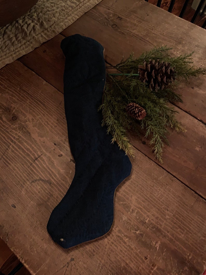 Antique Indigo Linsey Woolsey Stocking Etsy