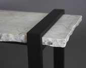 Repurposed Marble and Steel Bench,