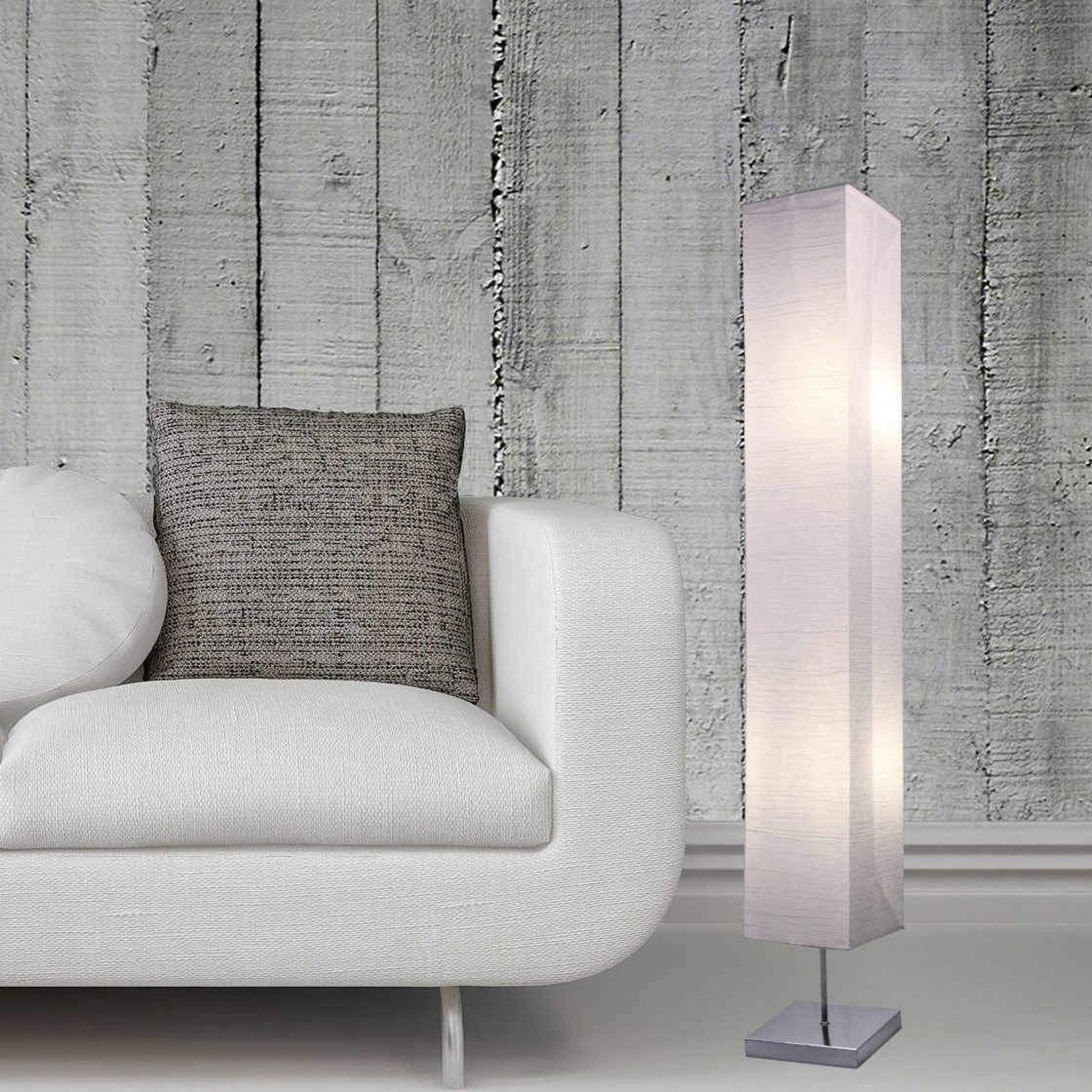 Honors Chrome Floor Lamp 50 Inches Tall with White Paper
