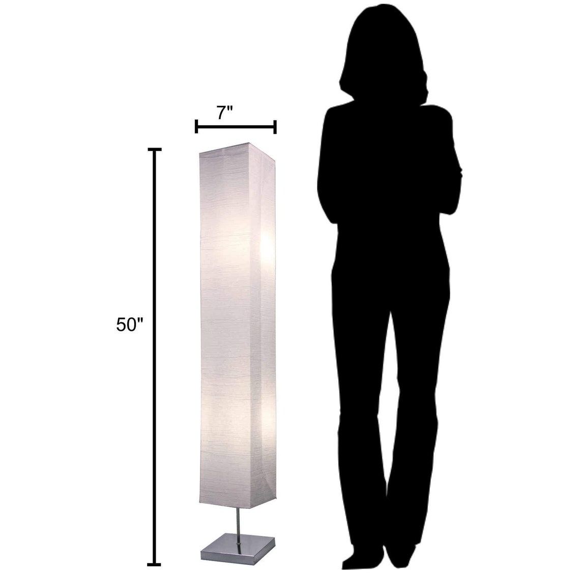 Honors Chrome Floor Lamp 50 Inches Tall with White Paper