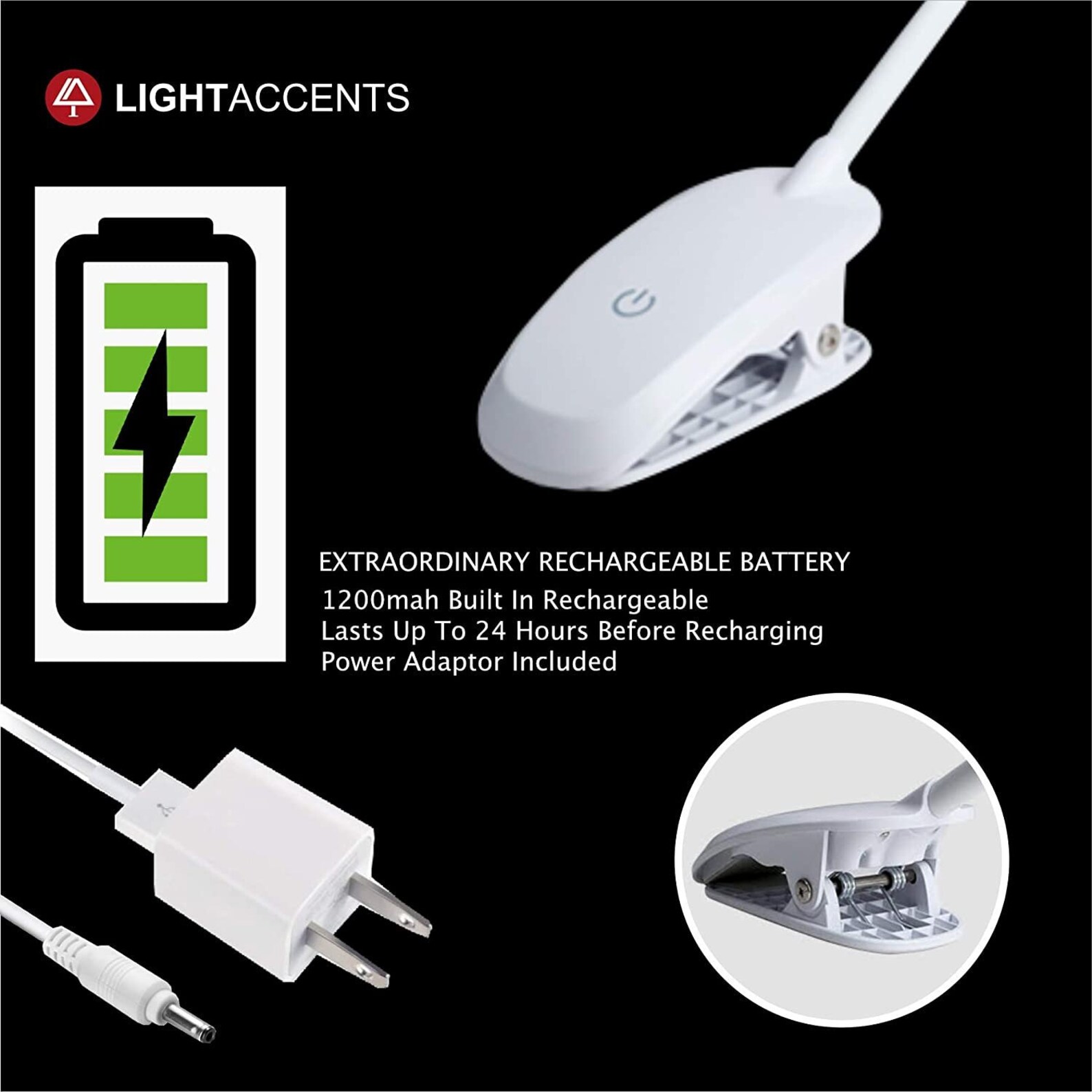 Clip On Light Rechargeable Battery Operated Reading Light Etsy