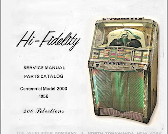 WURLITZER Jukebox-manual i högupplöst PDF-format för nedladdning. Modell 2000 'Centenario' (1956) (jukebox)