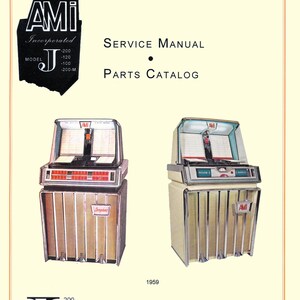Downloadbare PDF-handleiding van de AMI Jukebox in hoge resolutie. Model J (1959) (jukebox).