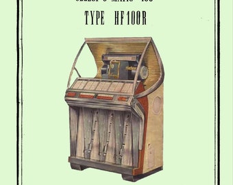 Jukebox SEEBURG Manual High resolution Instant pdf. Models HF 100 R & 100 RD (juke box)