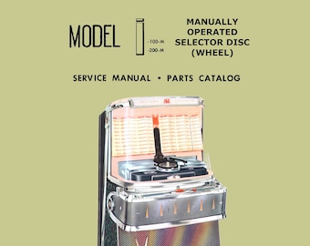 Jukebox AMI Manual Instant downloads PDF. Models I-100 M and I-200 M manual selector (wheel) (1958) (juke box)