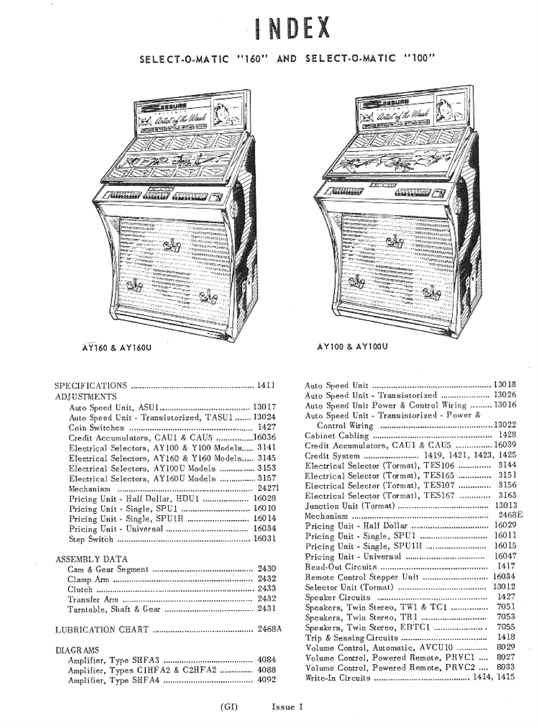 Jukebox SEEBURG Manual High Resolution Instant PDF. Models AY160