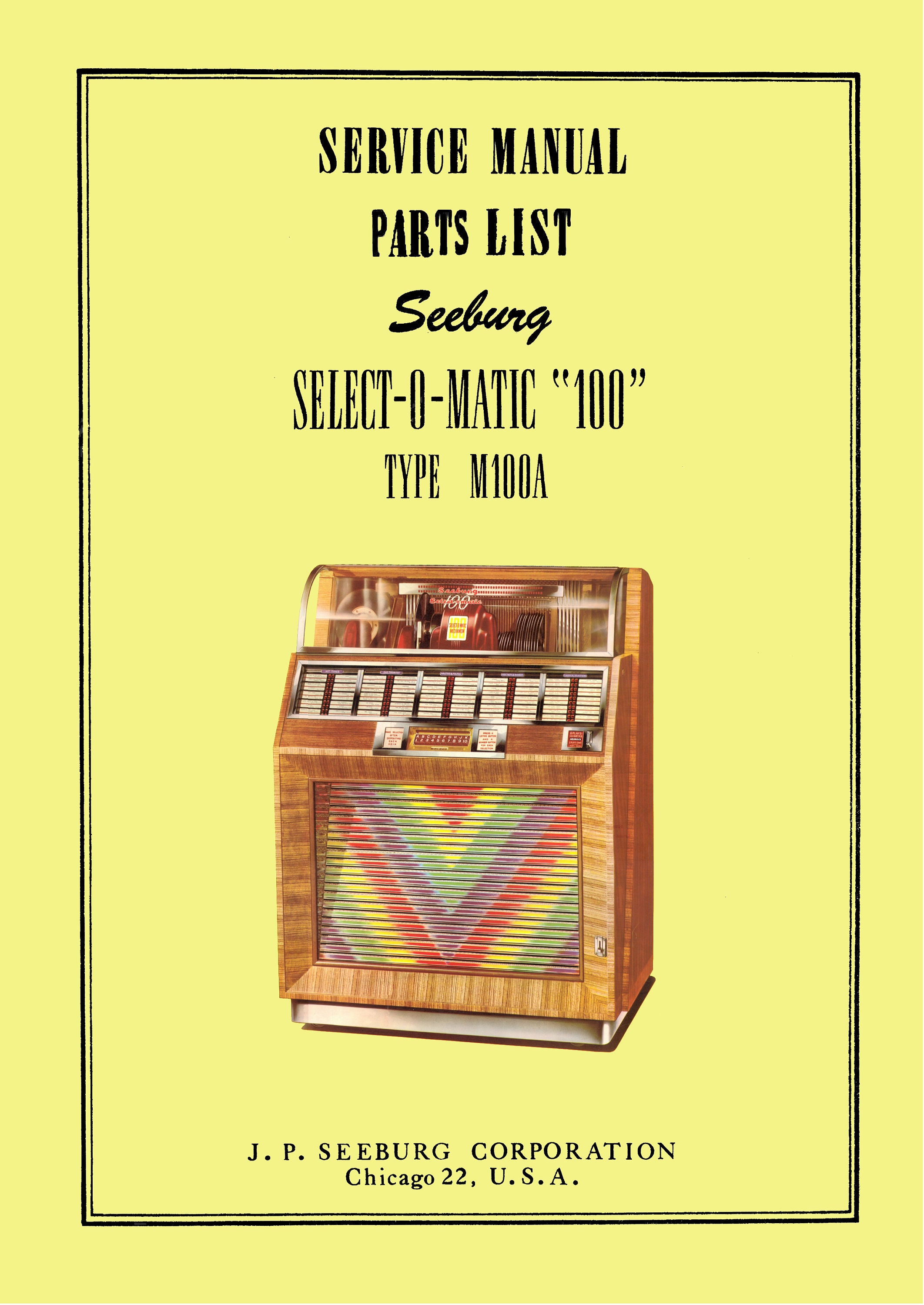 Jukebox SEEBURG Manual High resolution Instant pdf. Model M Etsy