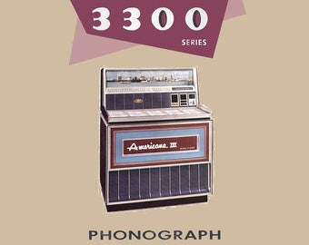Jukebox WURLITZER Manual High resolution Instant PDF. Models 3300 e 3310 'Americana III' (1969) (juke box)