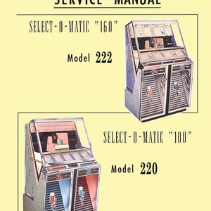 Manual do Jukebox Seeburg em formato PDF de alta definição, disponível para download. Modelos 220 e 222 (1959) (jukebox)