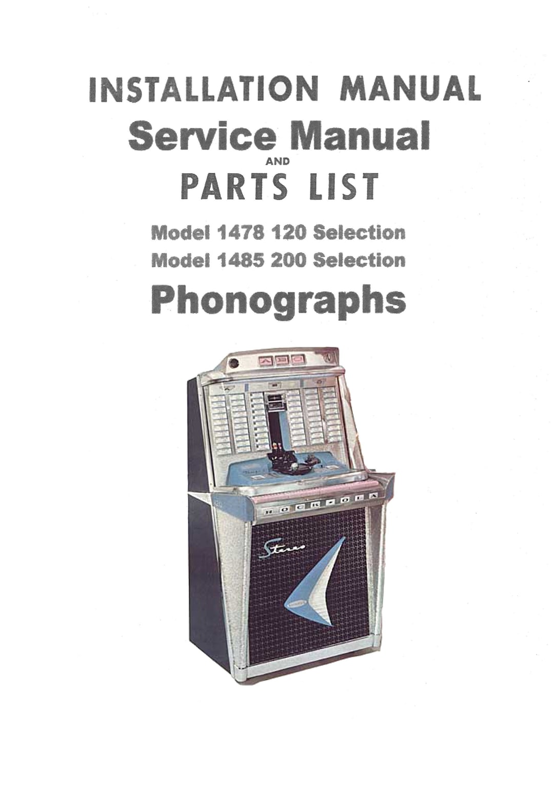 Jukebox ROCK-OLA Manual High Resolution Instant Pdf. Models