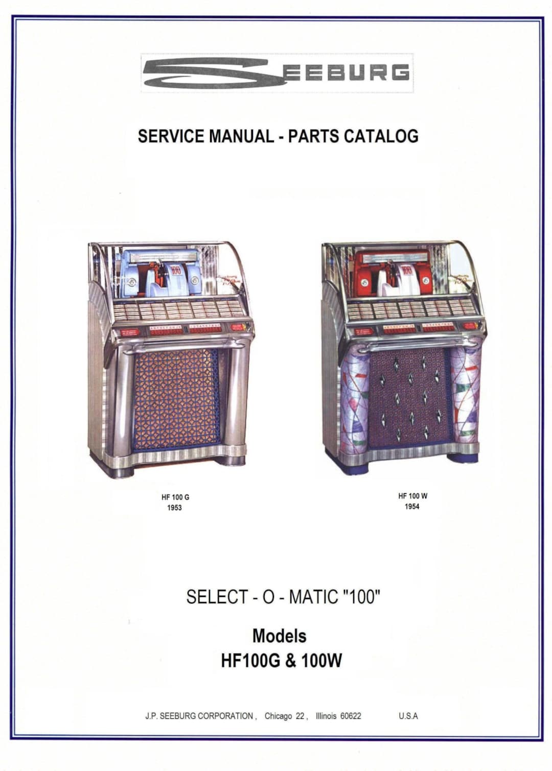Jukebox SEEBURG Manual High Resolution Instant PDF. Models