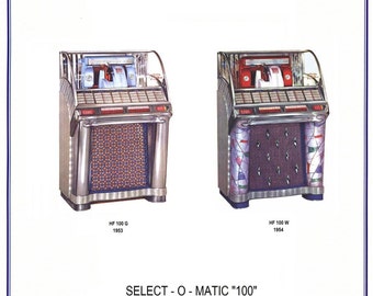 Jukebox SEEBURG Manual High resolution Instant PDF. Models HF 100G & 100W (juke box)
