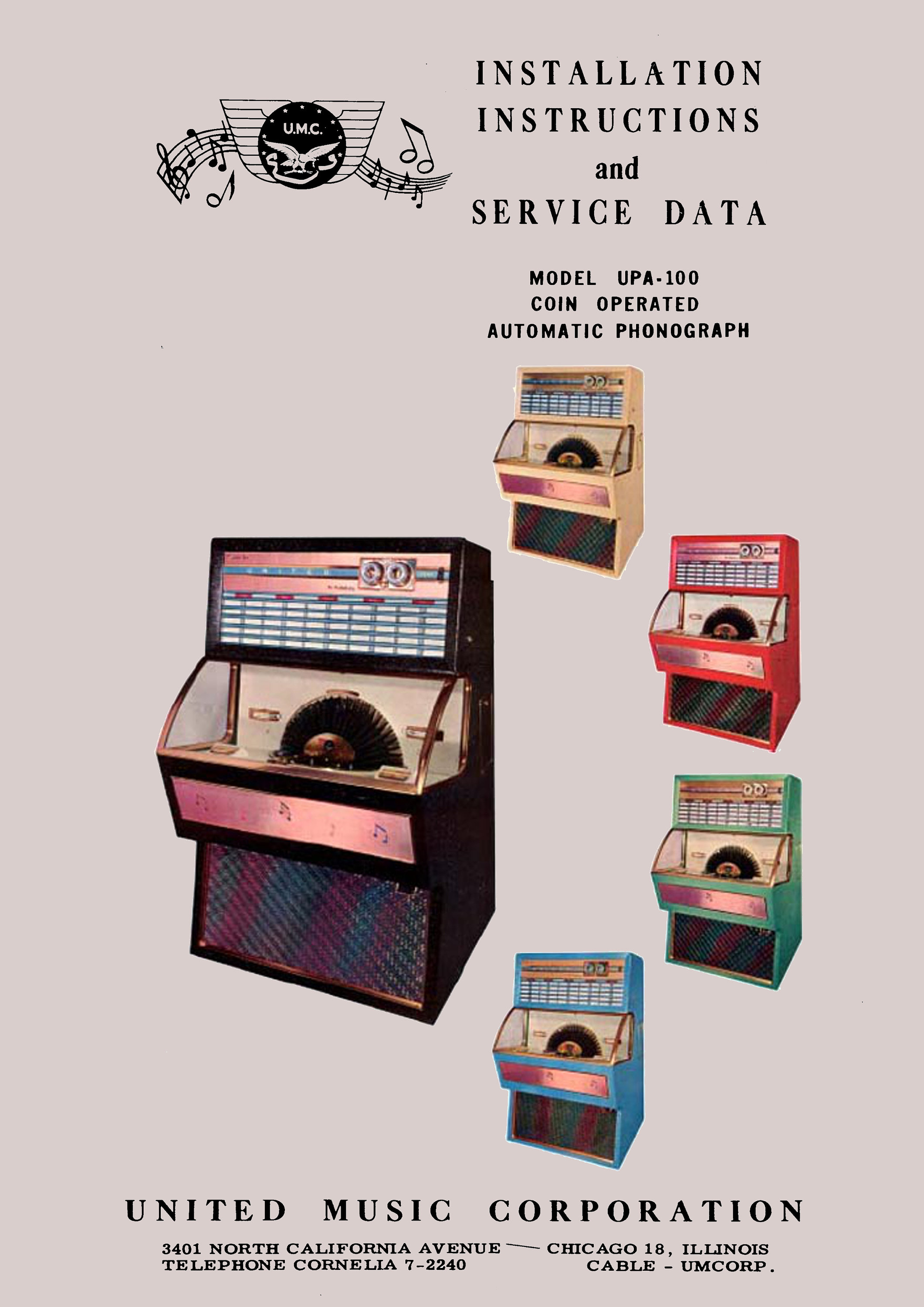 Jukebox UNITED Manual High Resolution Instant PDF. Model UPA
