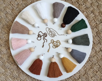 Short Chunky Tassels Beige White Black Fan Pull Tassel Boho Decor