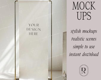 Maqueta de soporte de lino dorado para papelería de boda