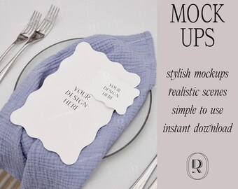 Maqueta de menú de papelería de boda con olas y tarjetas de lugar