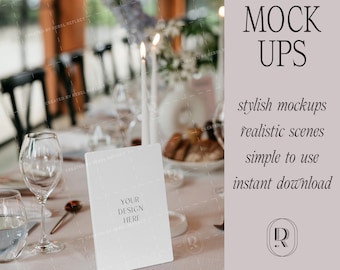 Maqueta de número de mesa/menú de papelería de boda