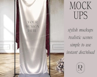 Maqueta de letrero de soporte en satén negro para papelería de boda