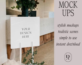 Maqueta cuadrada de letrero de bienvenida para papelería de boda