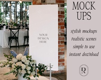 Maqueta de letrero con asientos para papelería de boda