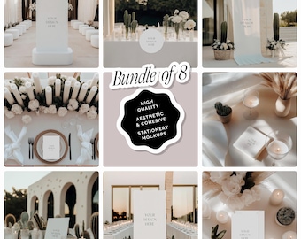 Paquete de maquetas de papelería para bodas: Tema de cactus mediterráneos (PSD, JPEG, PNG)