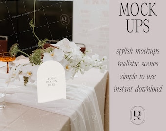 Maqueta de arco para menú/número de mesa de papelería de boda