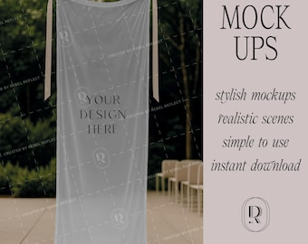 Maqueta de letrero de tela o tul para papelería de boda o evento