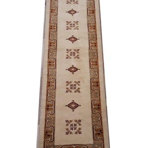 Traditional Milas Handmade Area  Runner Rug for Living Room / Classic  Home Decor / Oriental Handwoven Wool Carpet / Beige Floor Covering